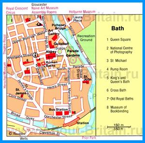 Туристическая карта Бата с достопримечательностями