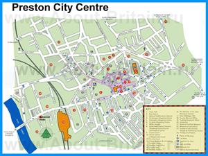 Подробная карта города Престон с достопримечательностями